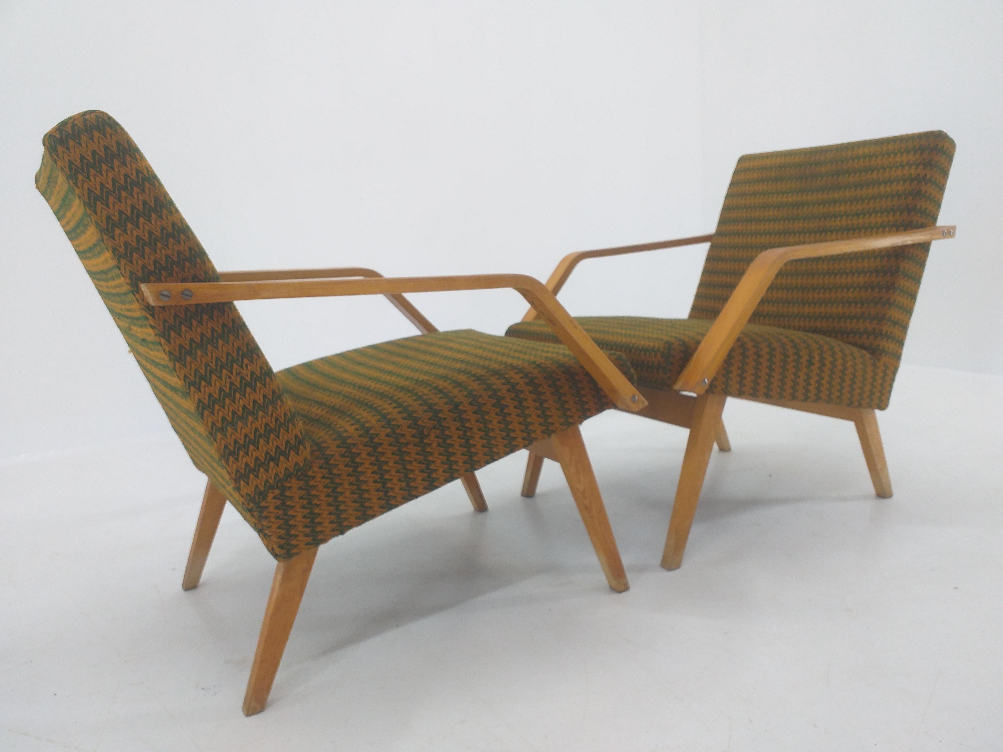 Pair of Mid Century Armchairs TON, 1970s For Sale 1