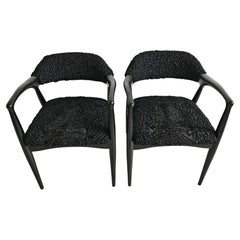 Pair of Mid Century Armchairs upholstered in astrakhan fur, Yugoslavia 1960s