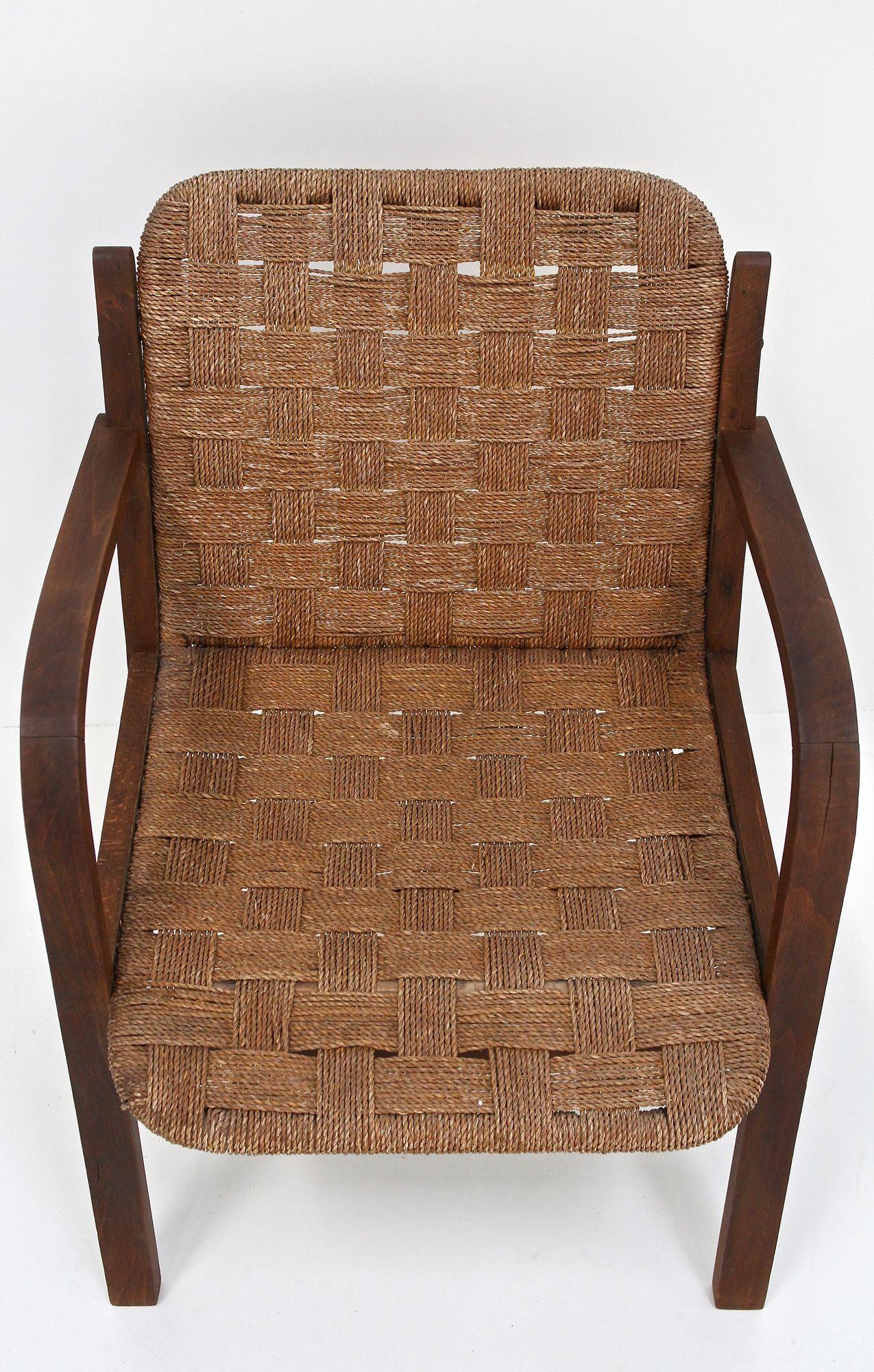 Pair Of Mid Century Armchairs With Woven Rope, Audoux - Minnet, FR ca. 1950 For Sale 5
