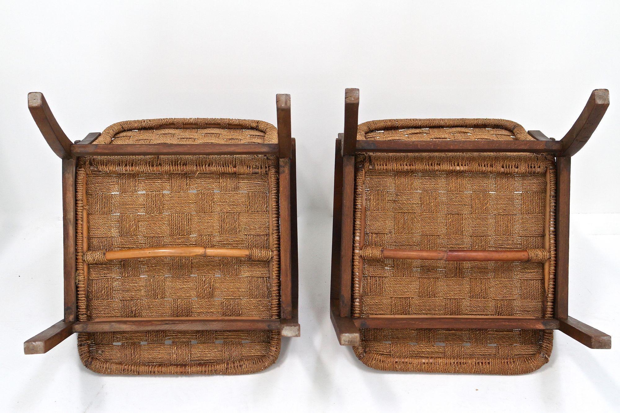 Pair Of Mid Century Armchairs With Woven Rope, Audoux - Minnet, FR ca. 1950 For Sale 11