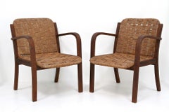 Ein Paar Sessel aus der Mitte des Jahrhunderts mit geflochtenem Seil, Audoux - Minnet, FR ca. 1950