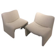 Pair of Midcentury Armless Lounge Chairs in the Style of Pierre Paulin