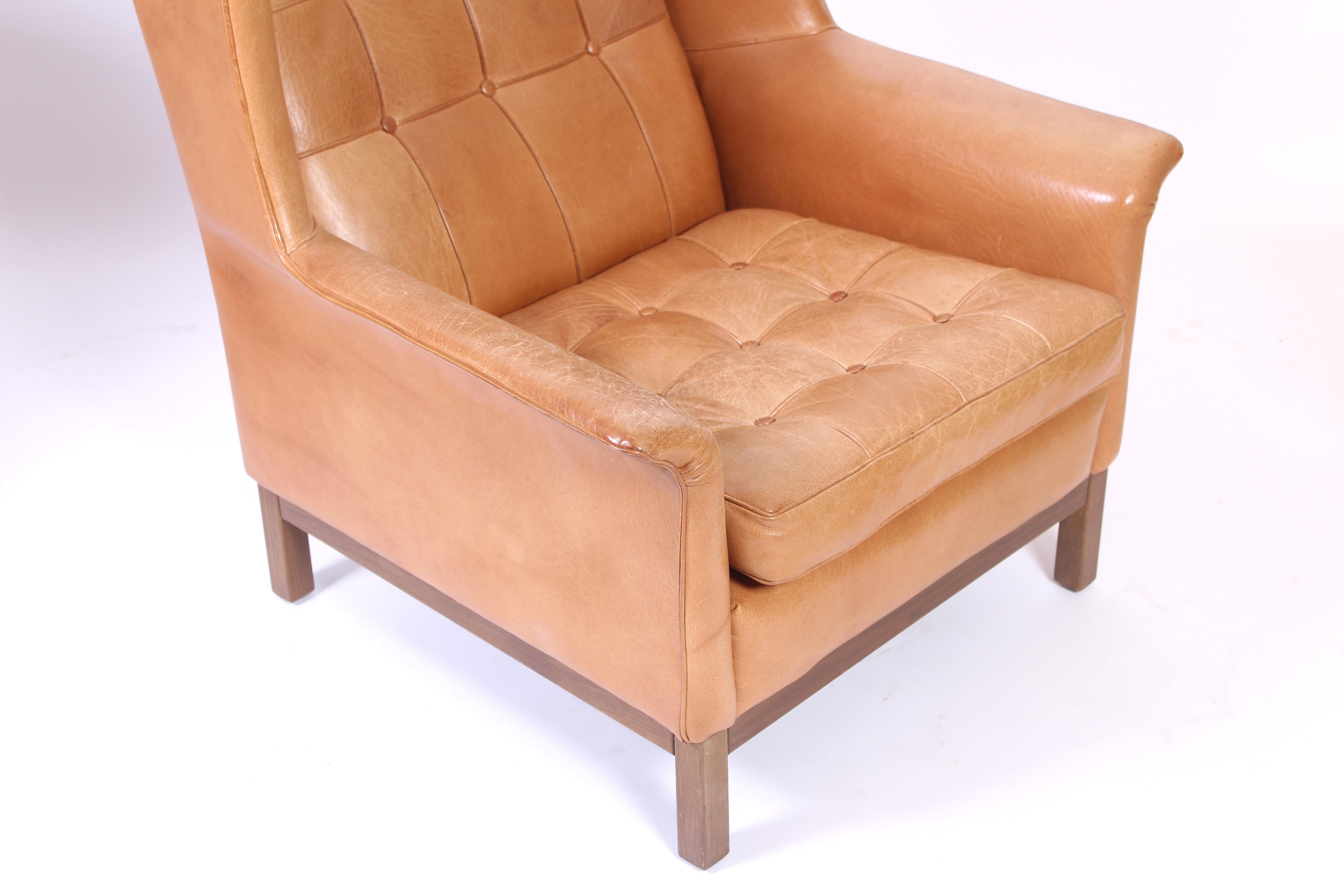 Pair of Midcentury Arne Norell Lounge Chairs with Ottoman, 1960s For Sale 1