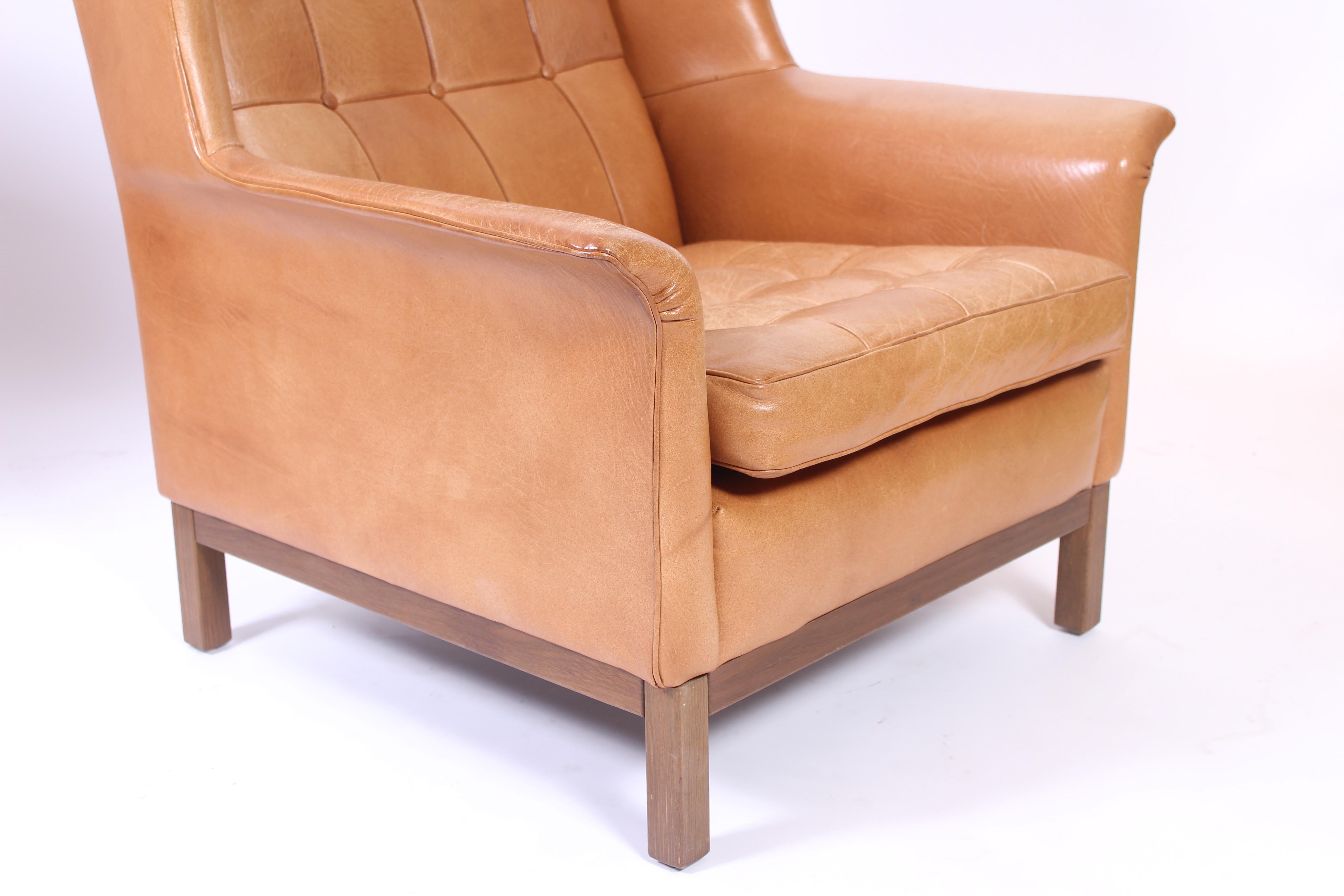 Pair of Midcentury Arne Norell Lounge Chairs with Ottoman, 1960s For Sale 2