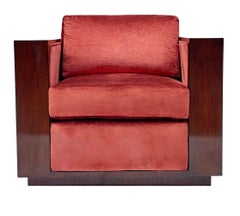 Pair of Mid Century Art Deco Mahogany Cube Club Chairs by Ralph Lauren