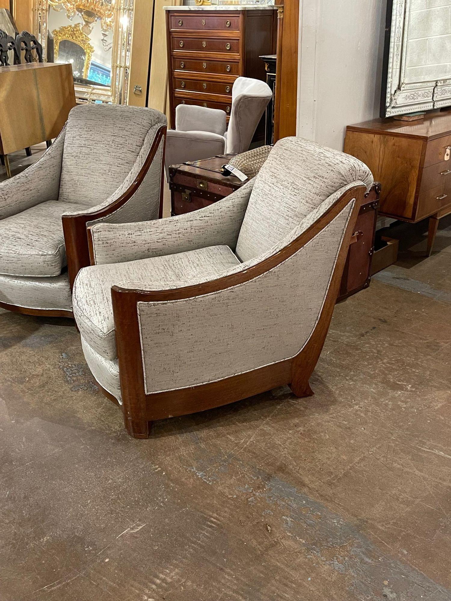 Italian Pair of Mid-Century Art Deco Style Club Chairs