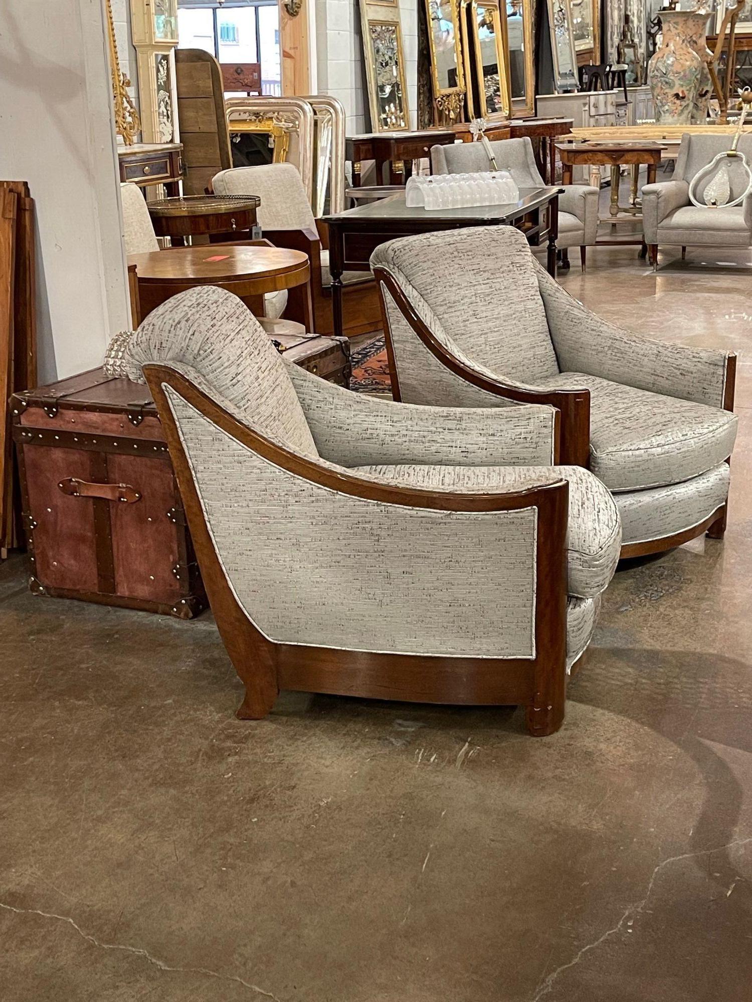 Pair of Mid-Century Art Deco Style Club Chairs In Good Condition In Dallas, TX