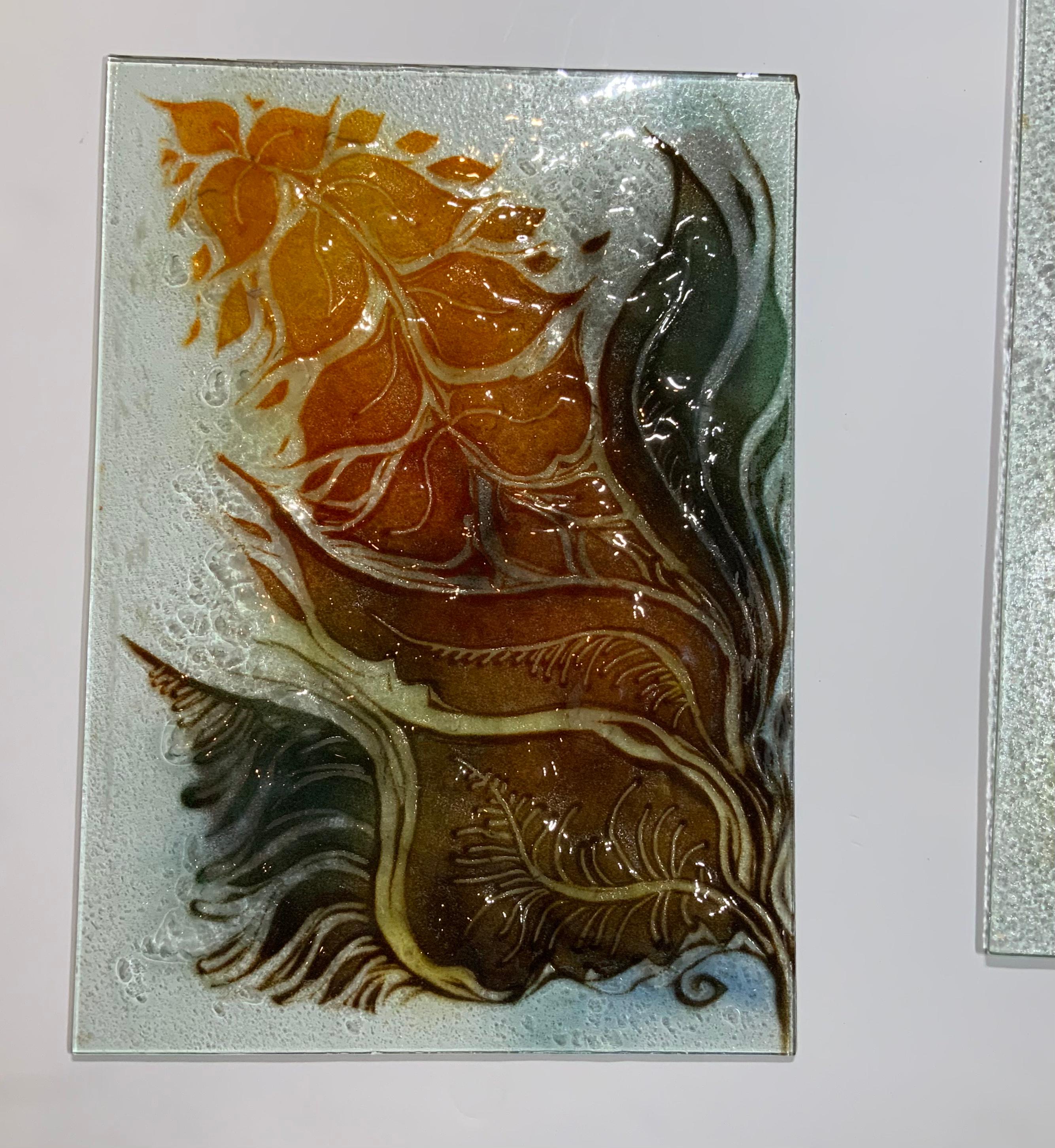 Pair of Midcentury Art Glass Wall Hanging For Sale 4