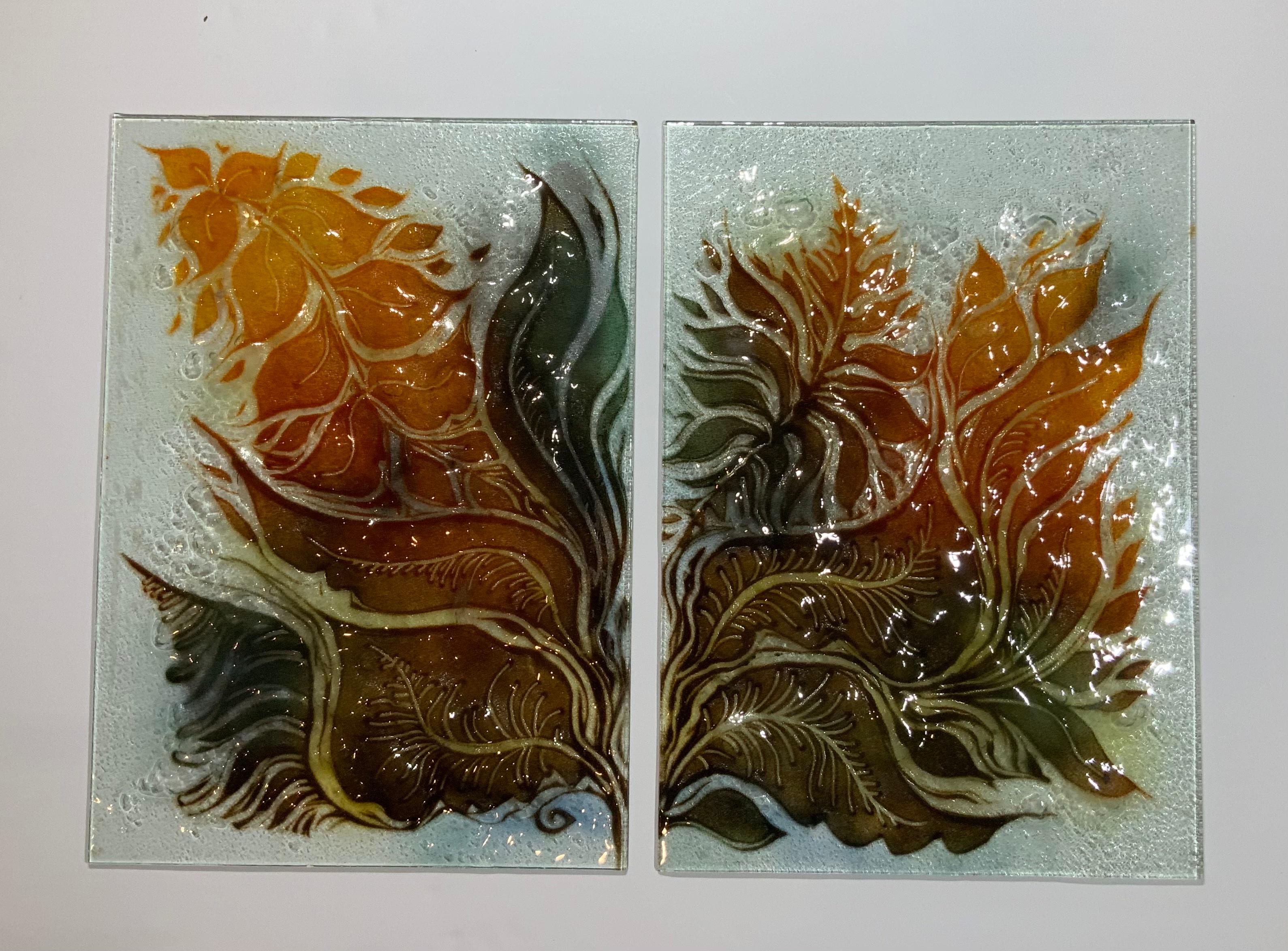 Pair of Midcentury Art Glass Wall Hanging For Sale 12