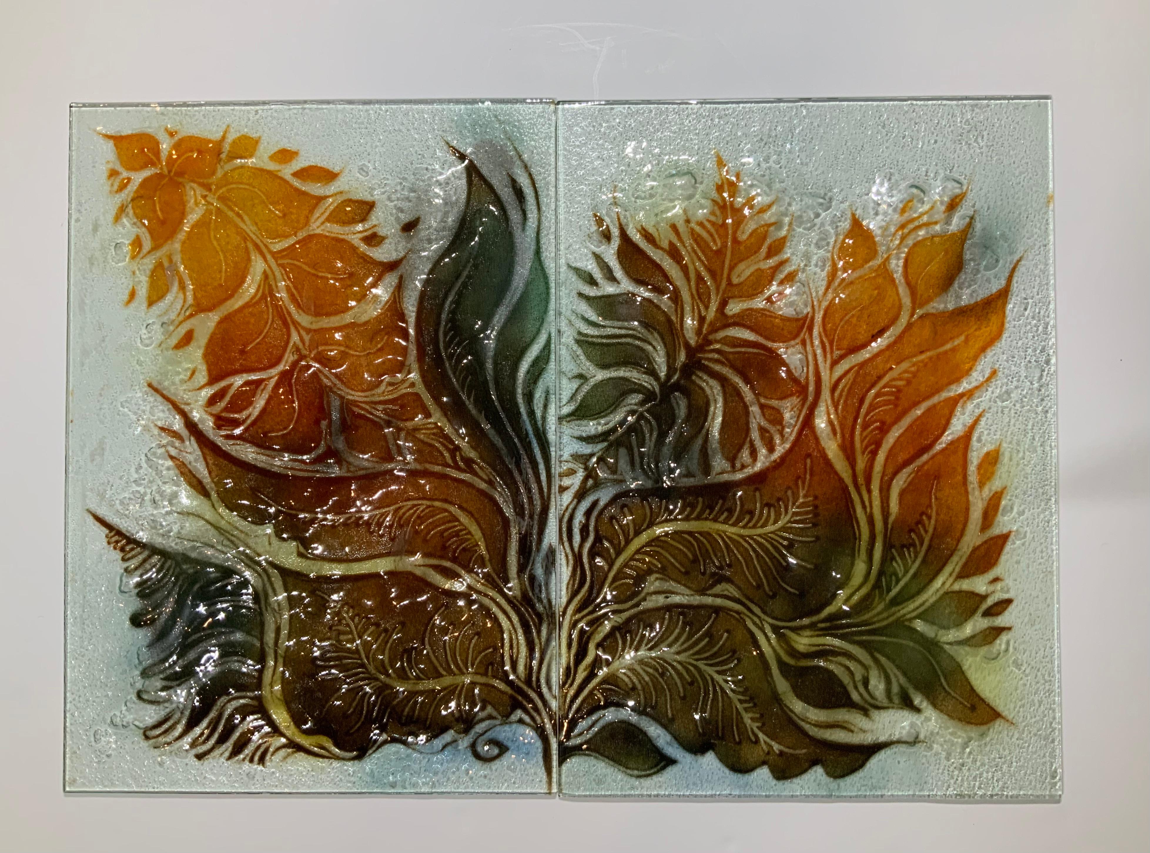 Pair of Midcentury Art Glass Wall Hanging For Sale 14