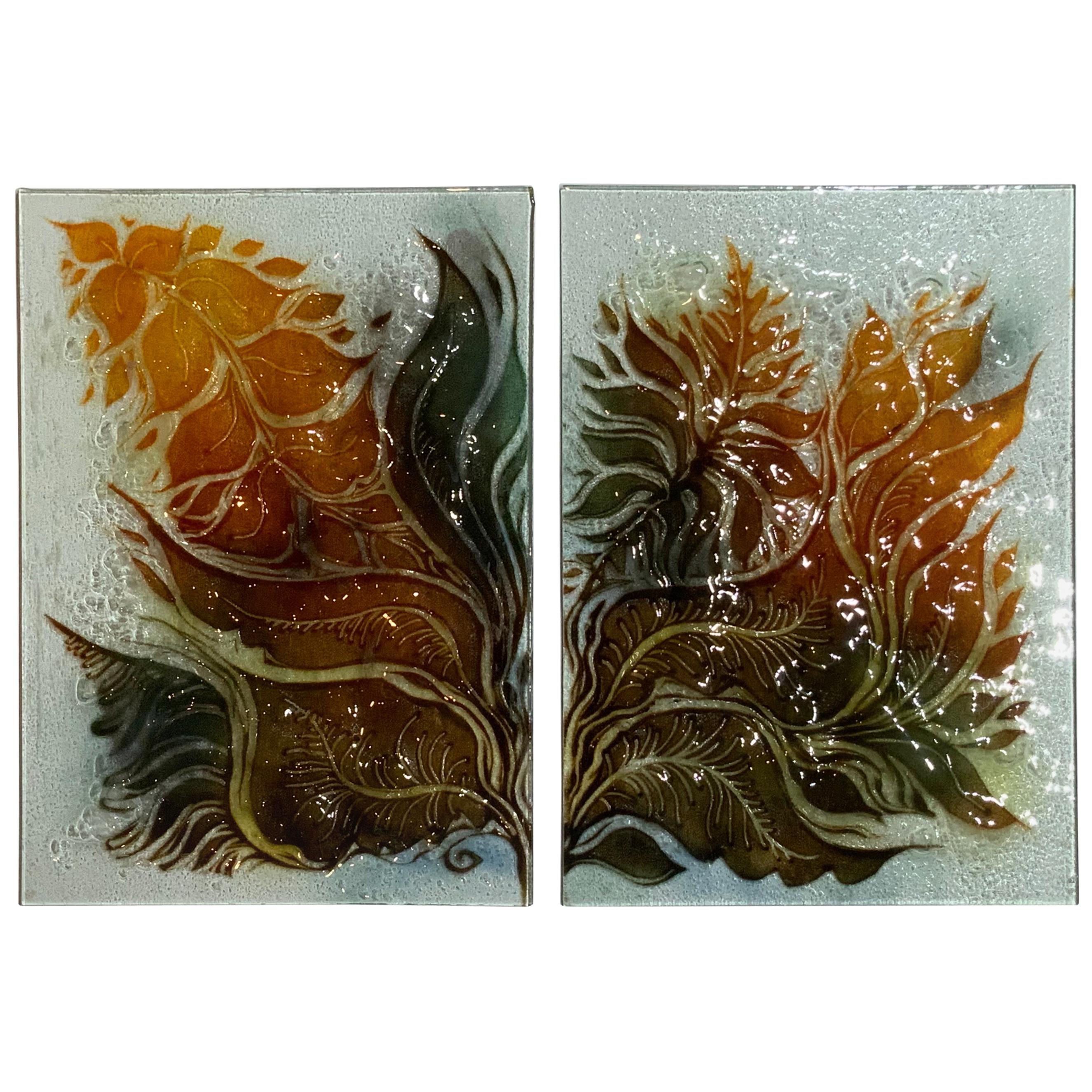 Pair of Midcentury Art Glass Wall Hanging