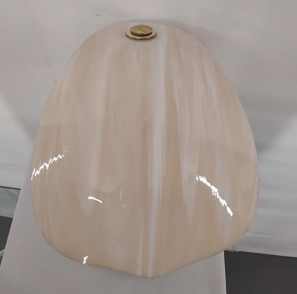 Coppia di lampade da tavolo in vetro e ottone di metà secolo, Italia, anni '50 in vendita 9