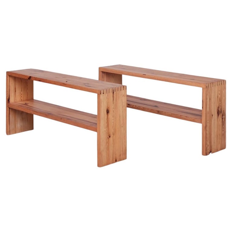 Pair of MidCentury Ate Van Apeldoorn Pine Sofa Console Tables For Sale at 1stDibs