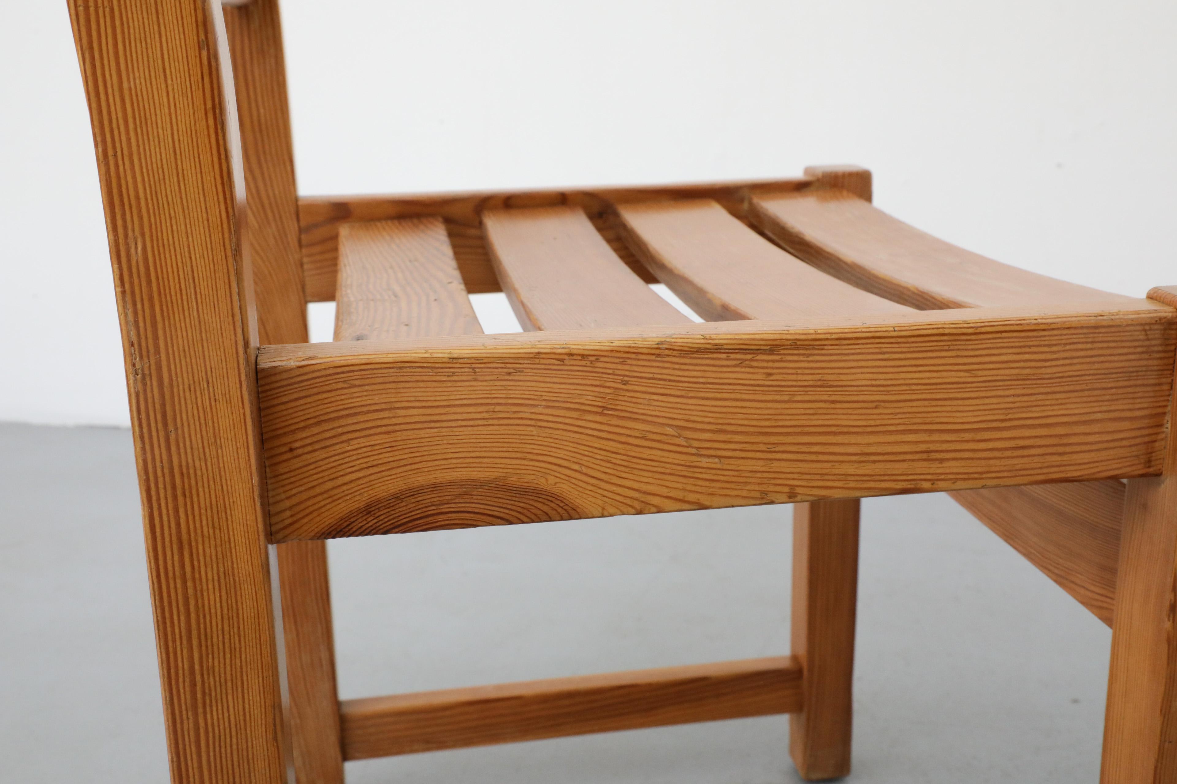Pair of Mid-Century Ate van Apeldoorn Style Ladder Back Pine Chairs For Sale 8