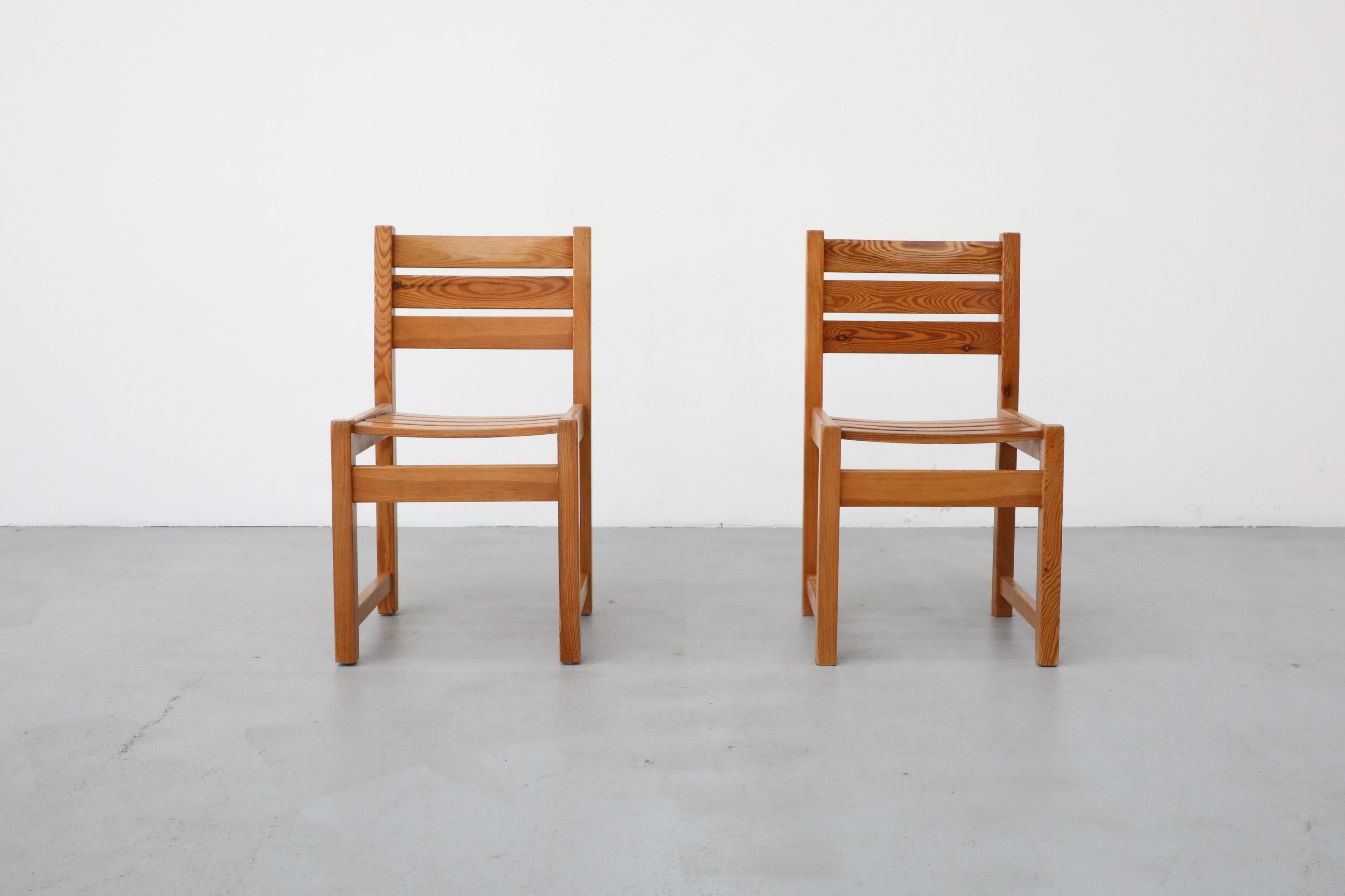 Mid-Century Modern Pair of Mid-Century Ate van Apeldoorn Style Ladder Back Pine Chairs For Sale