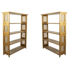 Pair of Mid-Century Austrian Style Cerused Oak Open Bookcases