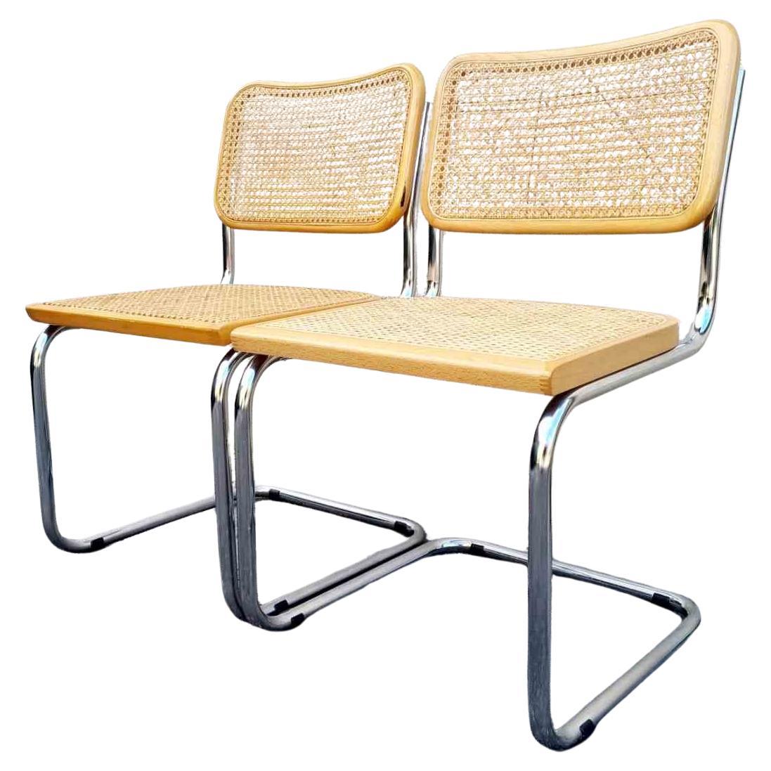 Paire de chaises B32 Cesca du milieu du siècle am designs par Marcel Breuer, Italie années 80