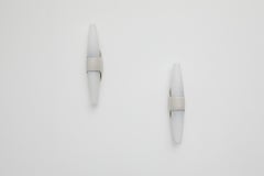 Pair of Mid-Century Bakelite Bo-Niko Off White Double Frosted Glass Wall Lamps
