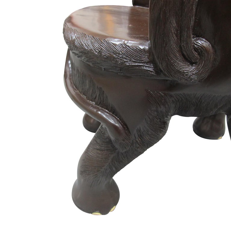 Pair of Midcentury Balinese Hand Carved Hardwood Elephant Chairs For Sale 1