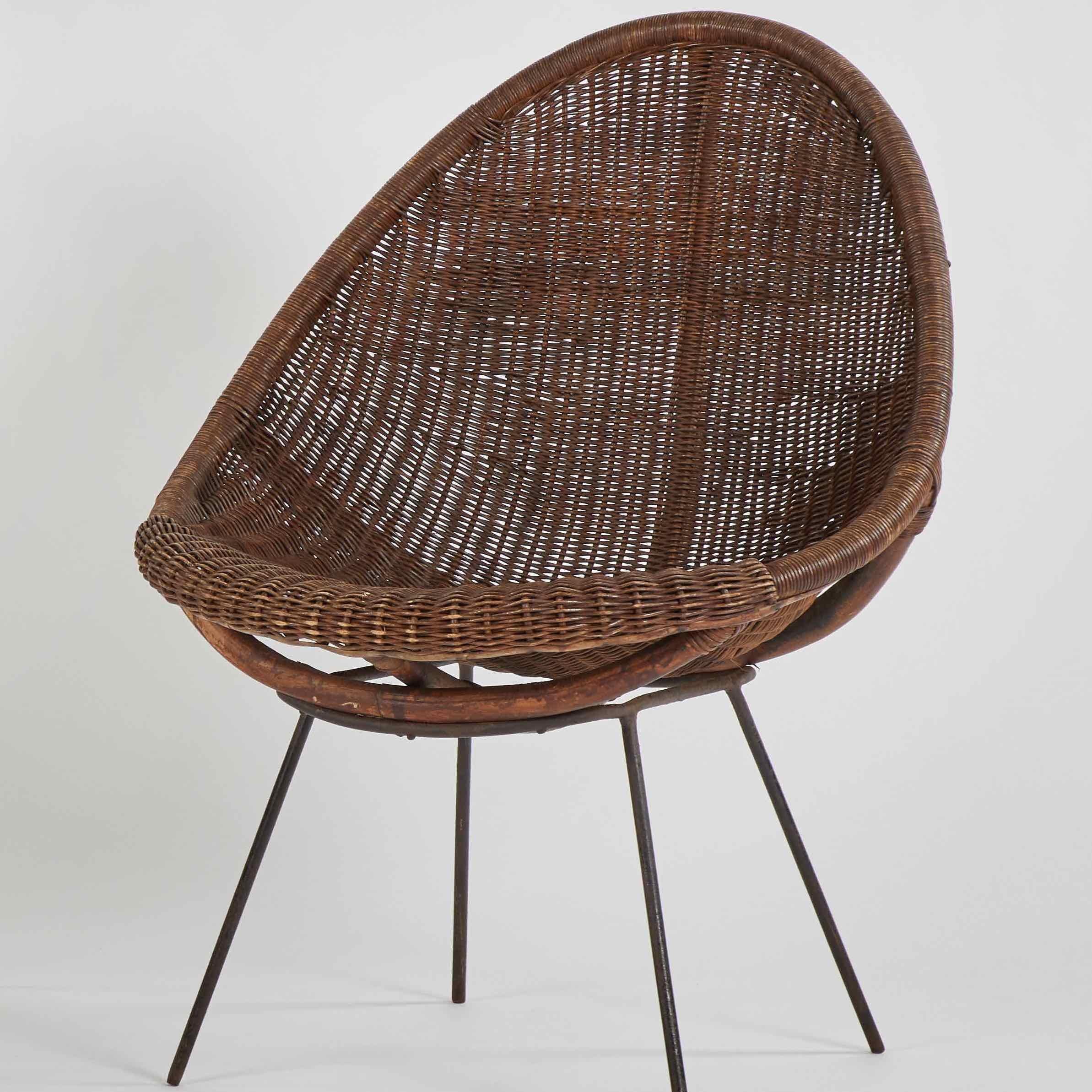 French Pair of Mid-Century Bamboo and Rattan Chairs from France