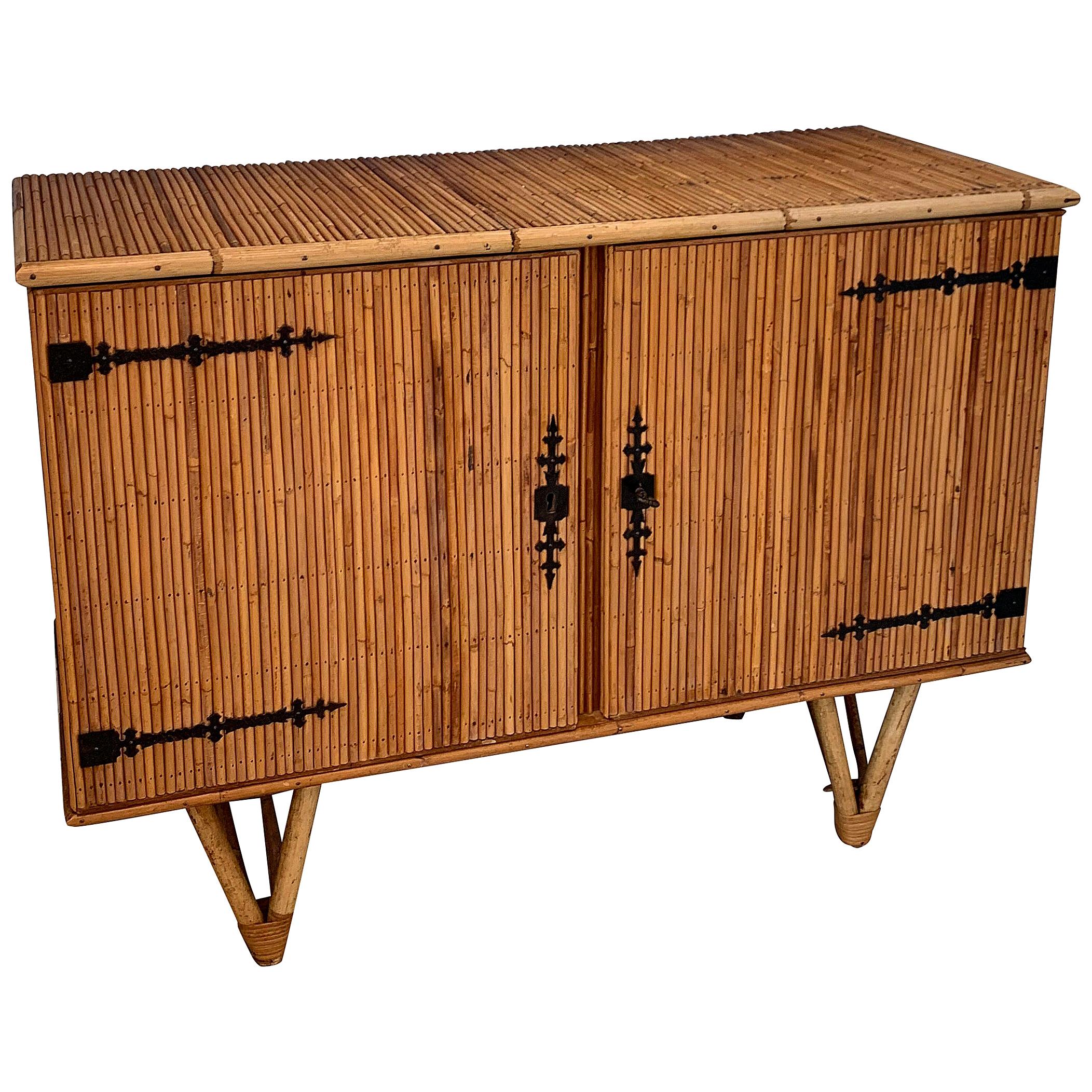 Pair of 20th Century Bamboo Audoux Minet Sideboards