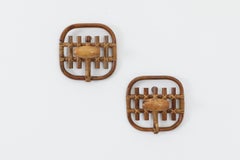 Pair of Mid-Century Franco Albini Inspired Bamboo and Wood Wall Hooks