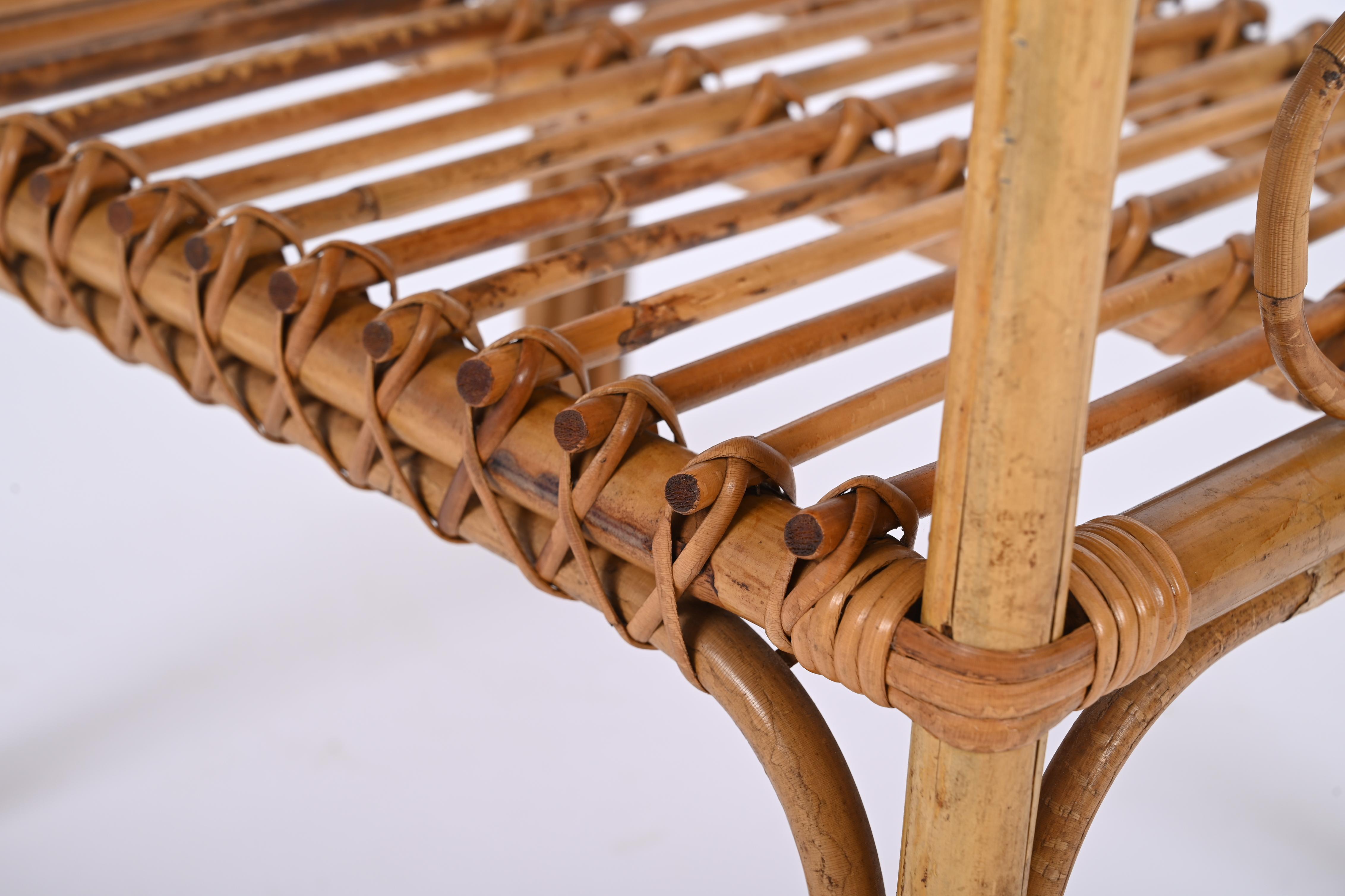 Pair of Mid-Century Bamboo Rattan Italian Bedside Tables, Franco Albini 1960s 12