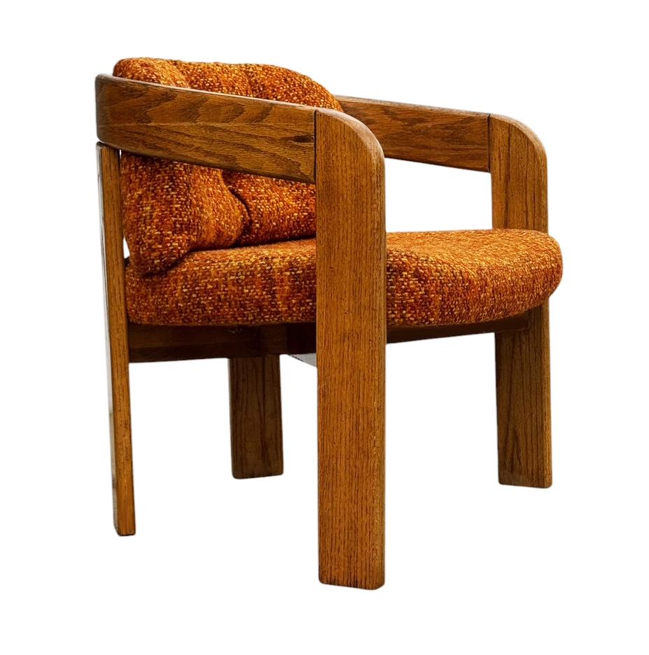 Pair of Mid-Century Barrel Back Lounge Chairs in Oak after Lou Hodges For Sale 5