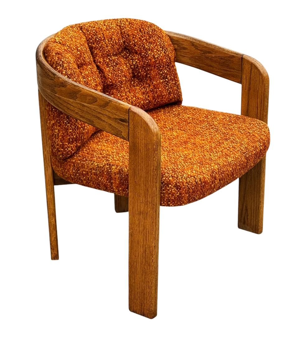 Pair of Mid-Century Barrel Back Lounge Chairs in Oak after Lou Hodges For Sale 2
