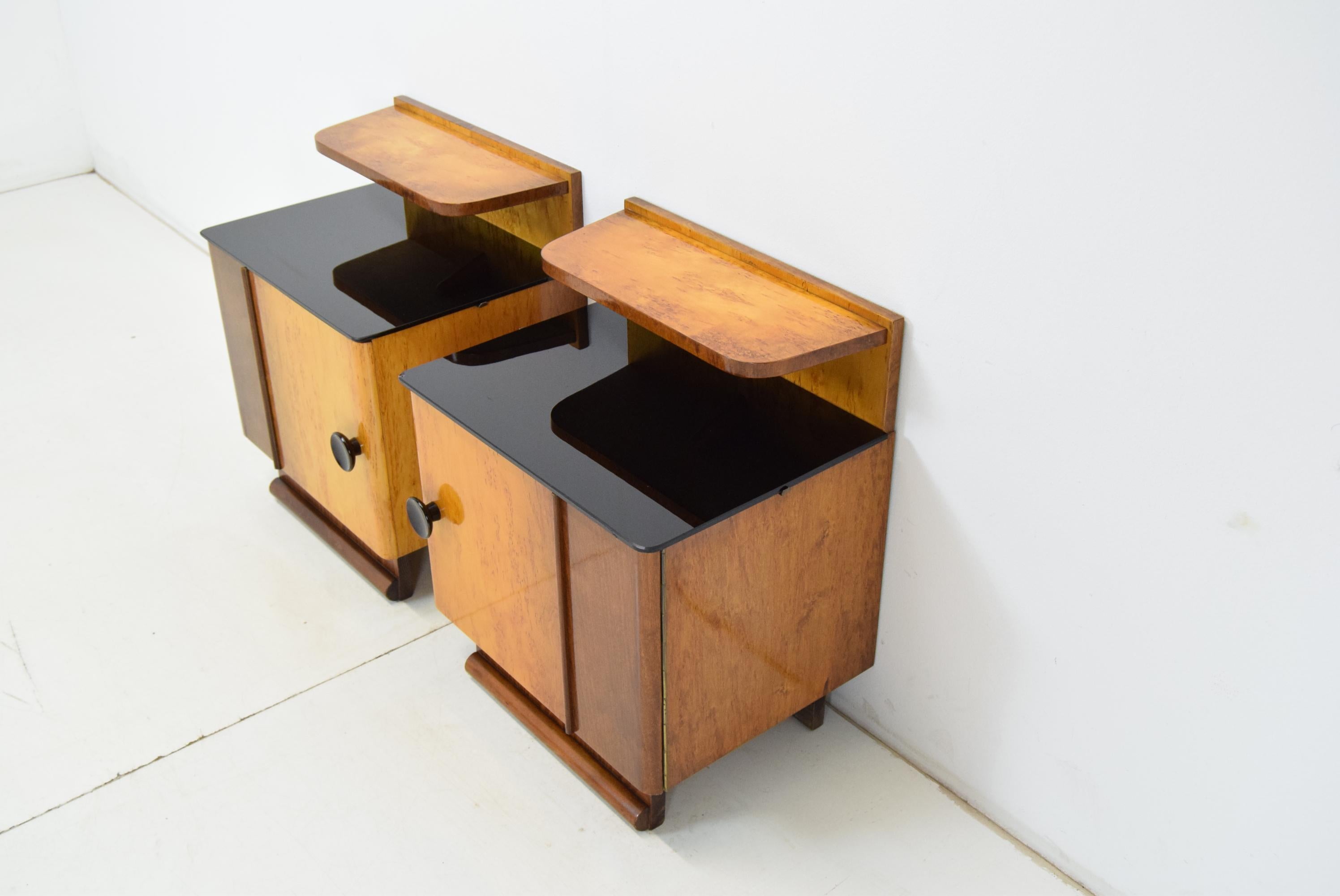 Czech Pair of Mid-Century Bedside Tables, 1950s For Sale