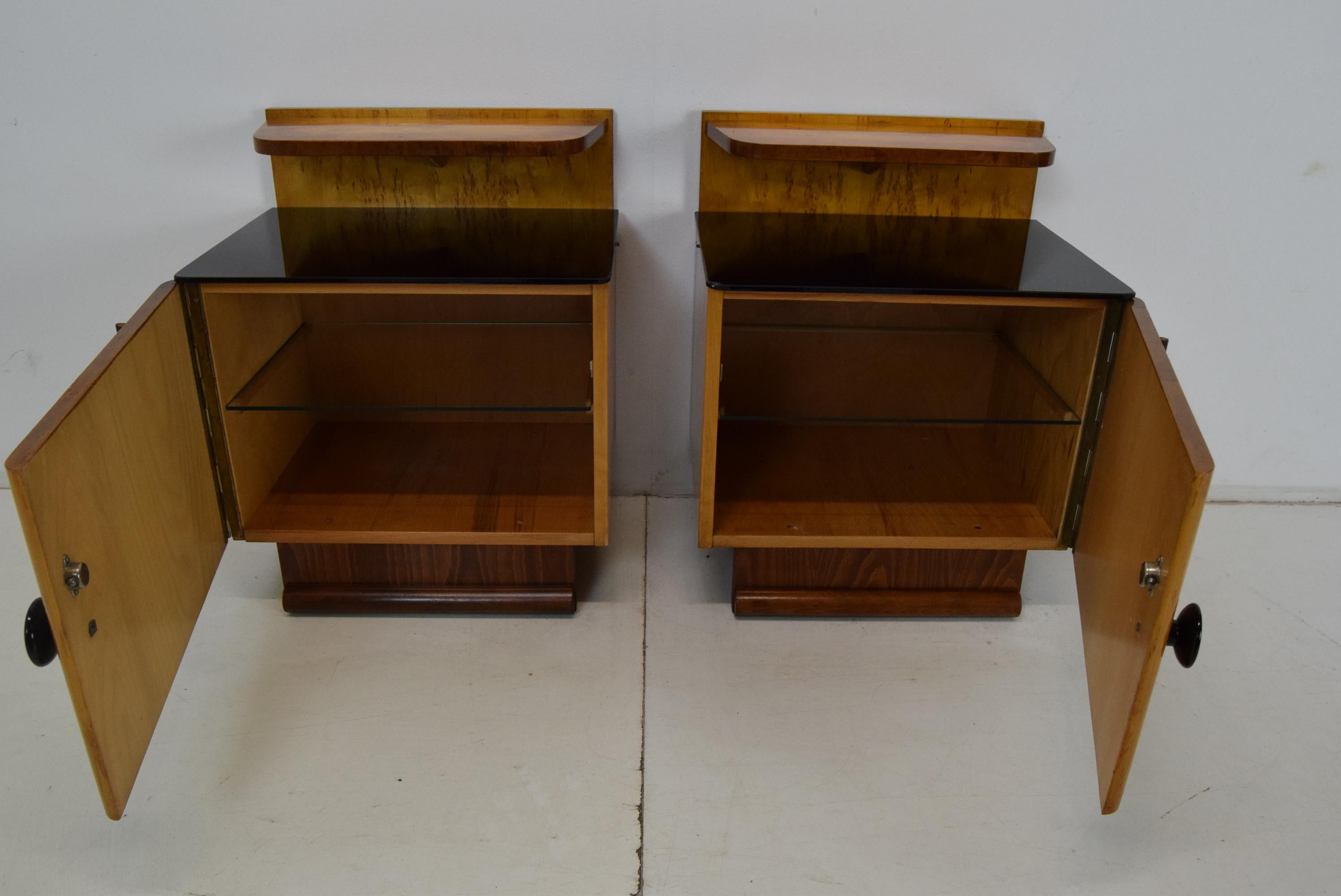 Glass Pair of Mid-Century Bedside Tables, 1950s For Sale