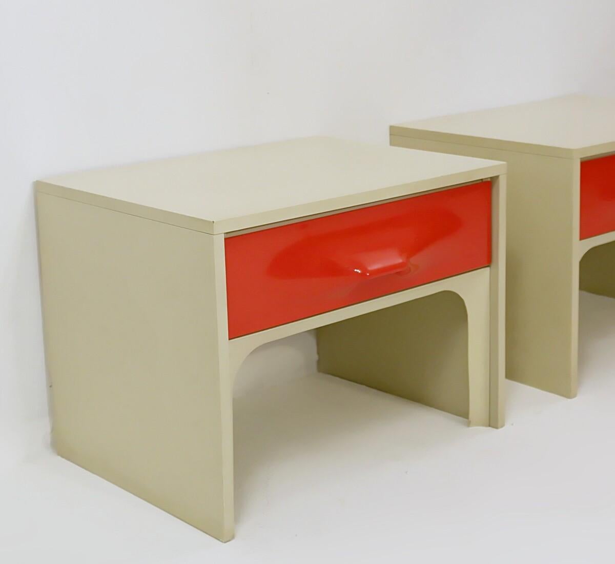 Plastic Pair of Mid-Century Bedsides by Raymond Loewy, France, 1970s
