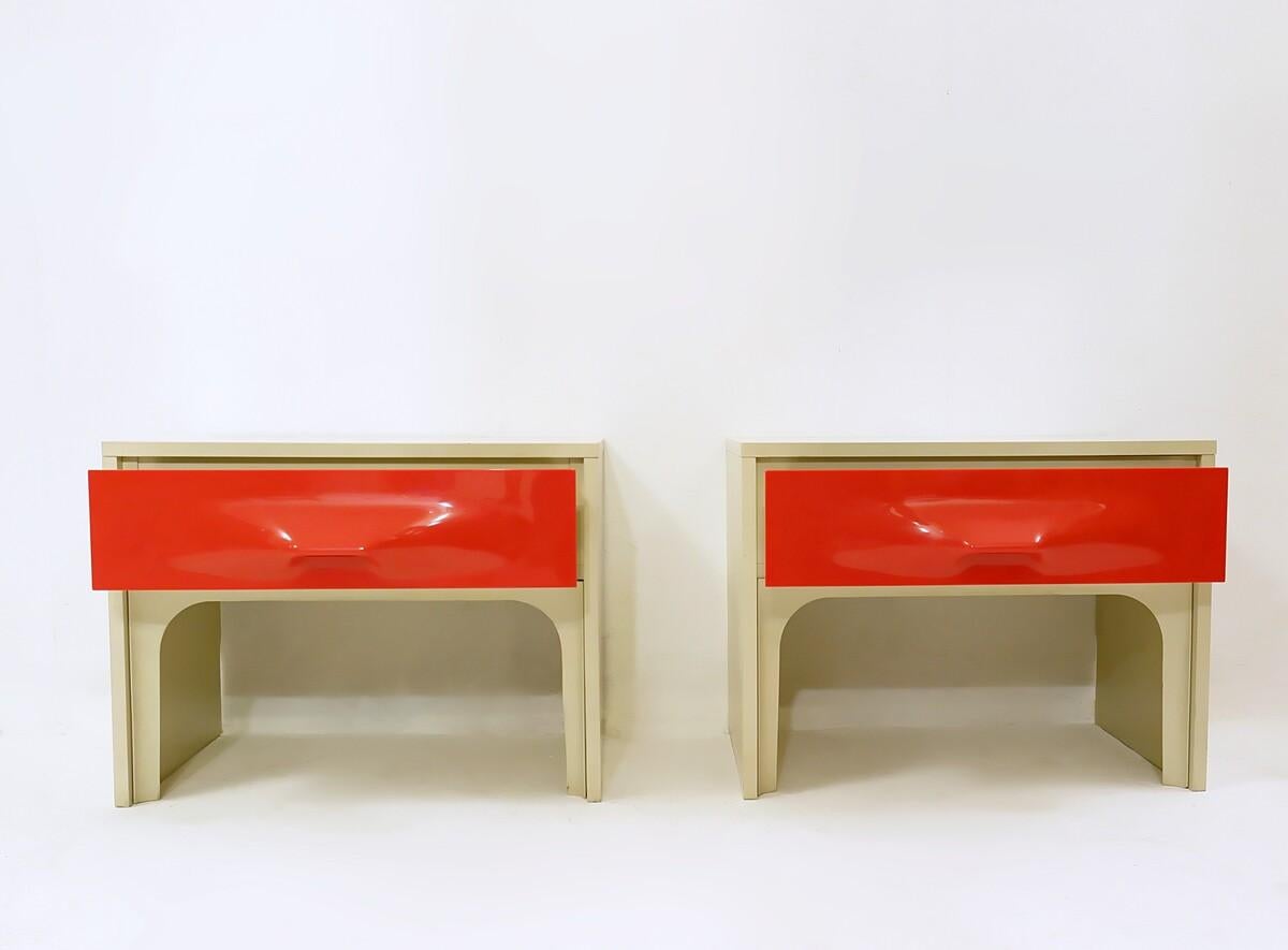 Pair of Mid-Century Bedsides by Raymond Loewy, France, 1970s 1