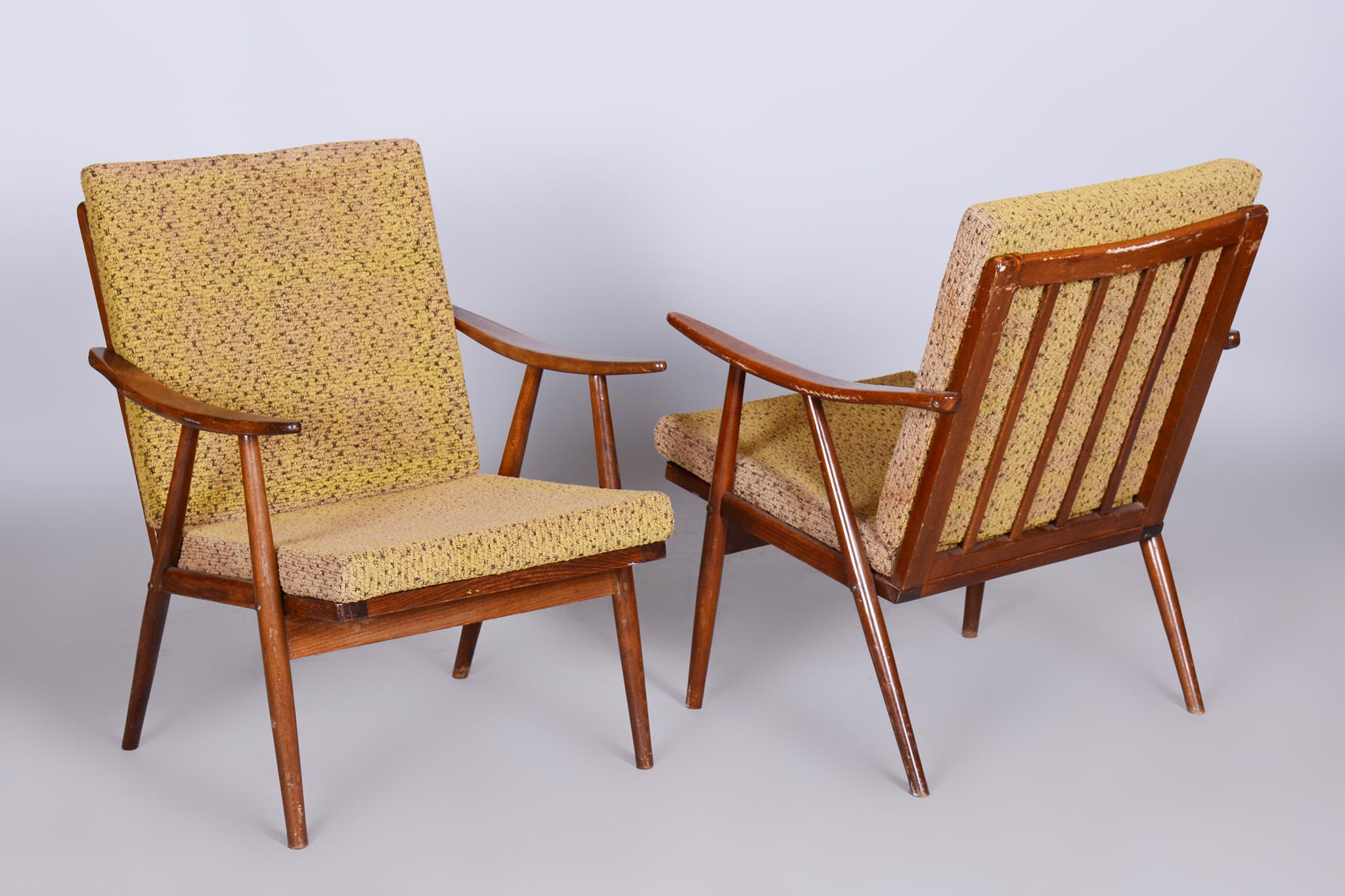 Pair of Midcentury Beech Armchairs, Úluv, Revived Polish, Czechia, 1960s For Sale 5