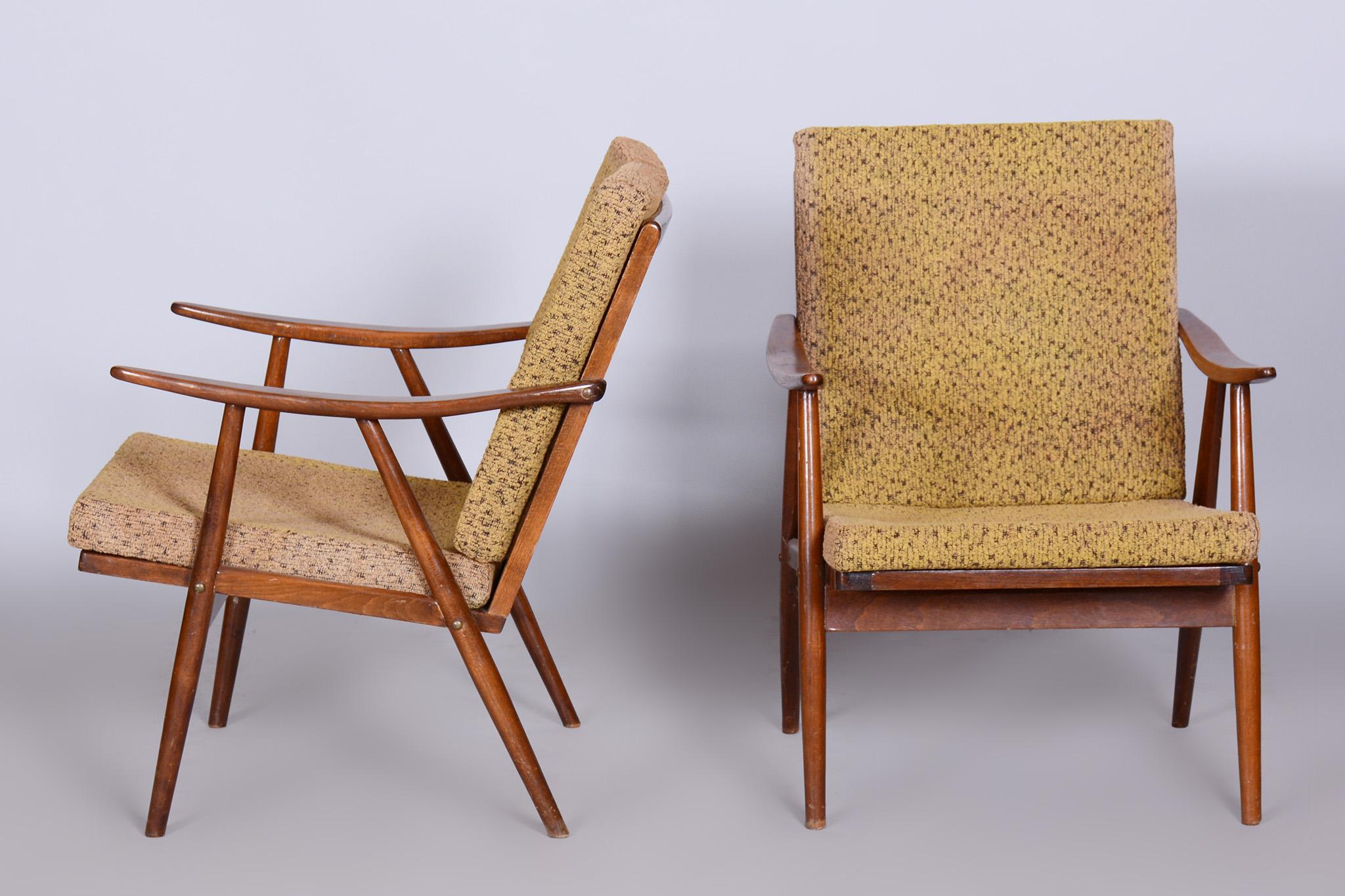 Pair of Midcentury Beech Armchairs, Úluv, Revived Polish, Czechia, 1960s For Sale 2