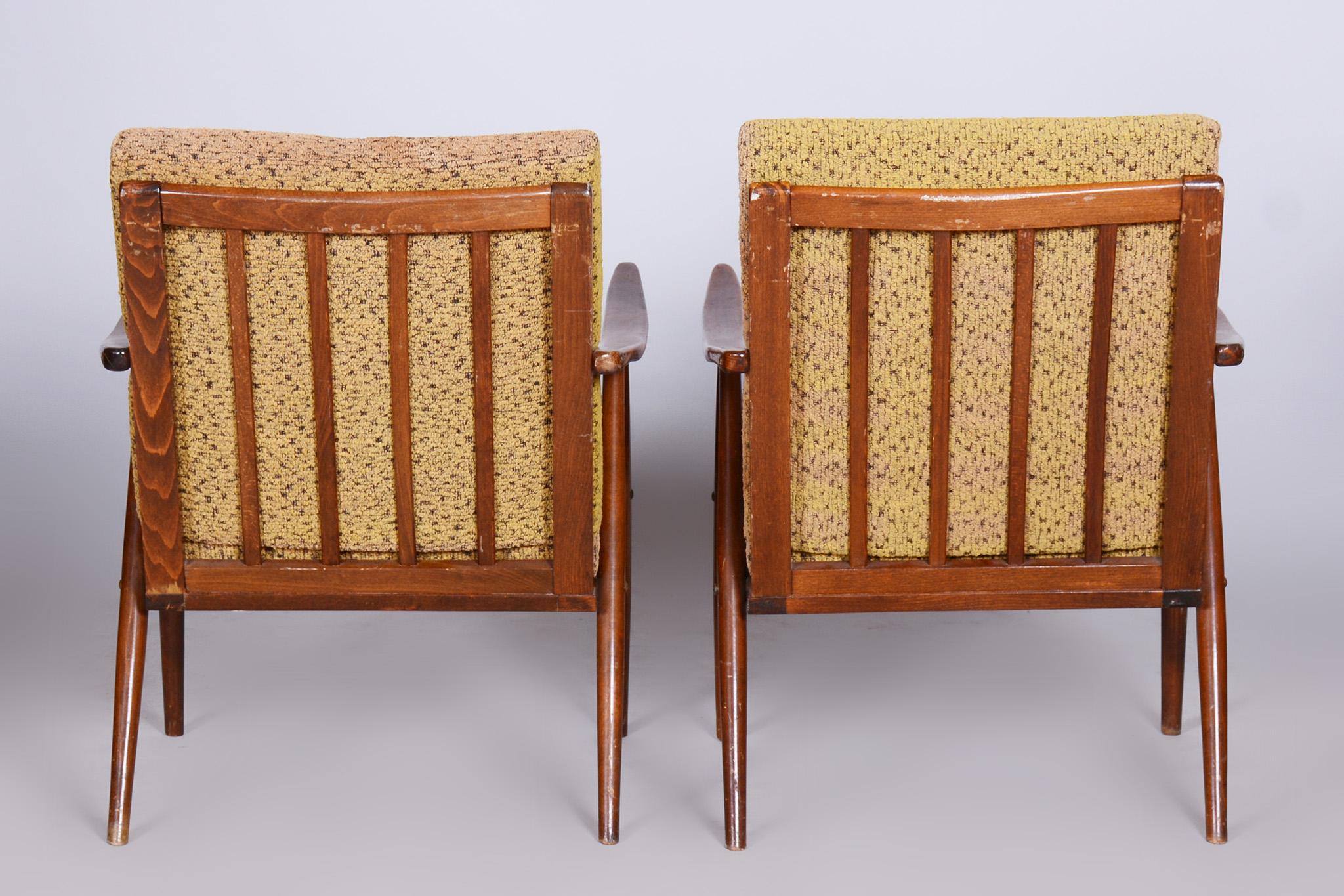 Pair of Midcentury Beech Armchairs, Úluv, Revived Polish, Czechia, 1960s For Sale 3