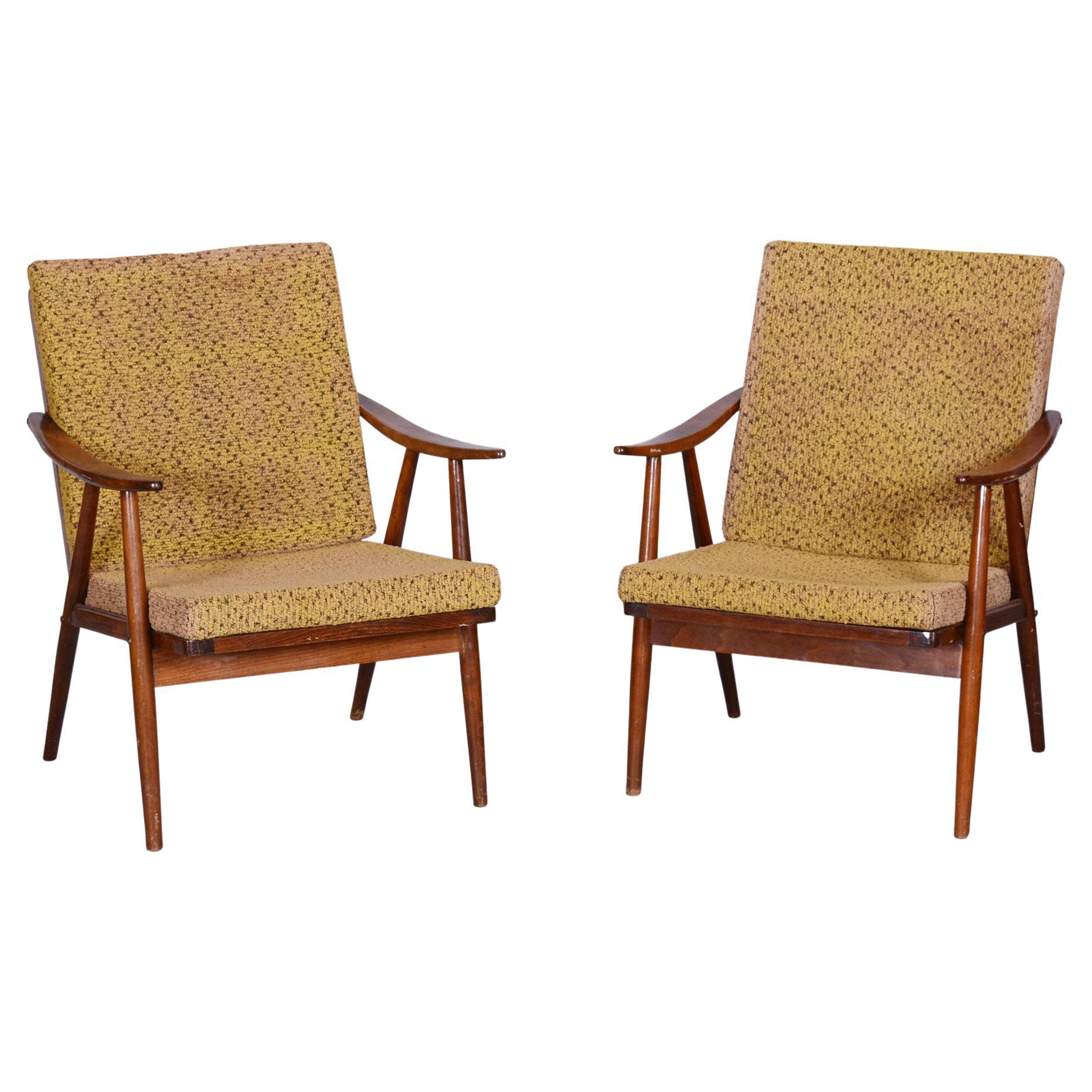 Pair of Midcentury Beech Armchairs, Úluv, Revived Polish, Czechia, 1960s For Sale