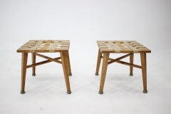 Paar Hocker aus Buche aus der Mitte des Jahrhunderts, Tschechoslowakei, um 1950