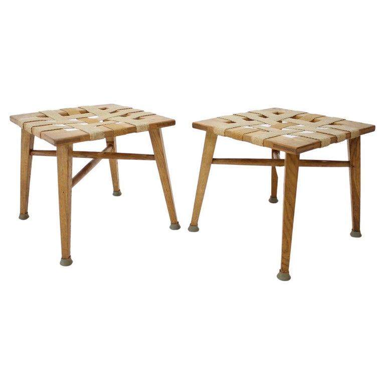 Pair of Mid-Century Beech Stools, Czechoslovakia, Around 1950s For Sale ...