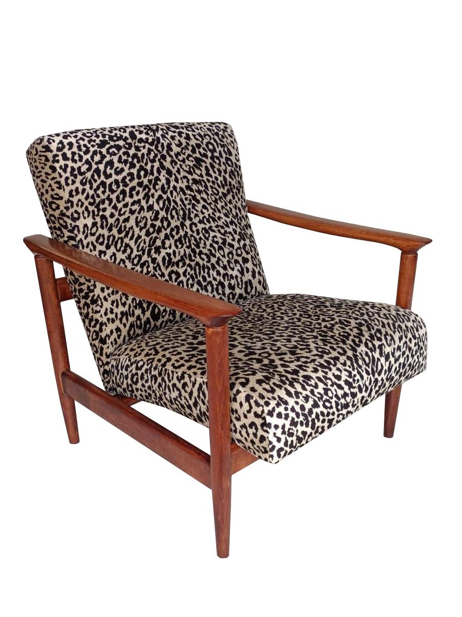 Mid-Century moderno Coppia di poltrone leopardate beige di metà secolo, GFM 142, Edmund Homa, anni '60 in vendita