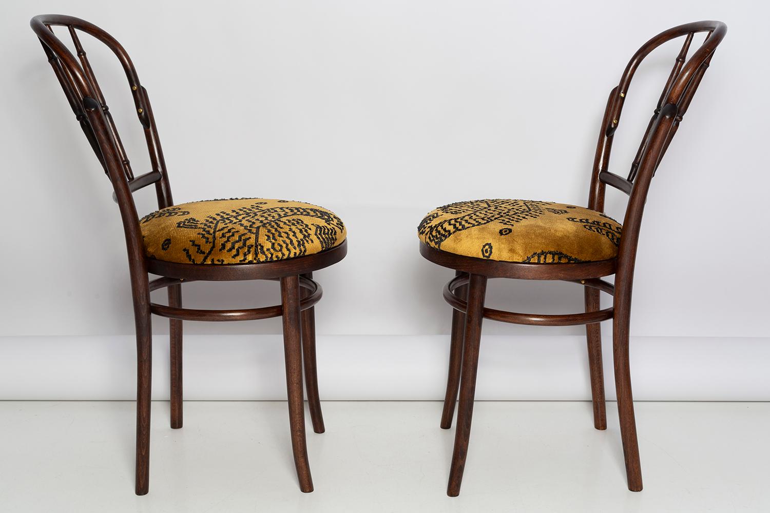 20th Century Pair of Mid Century Beige Tiger Dedar Chairs, Fameg Factory, Poland, 1960s For Sale
