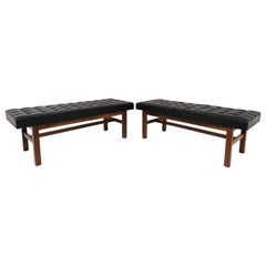 Pair of Midcentury Benches in Walnut, circa 1960s