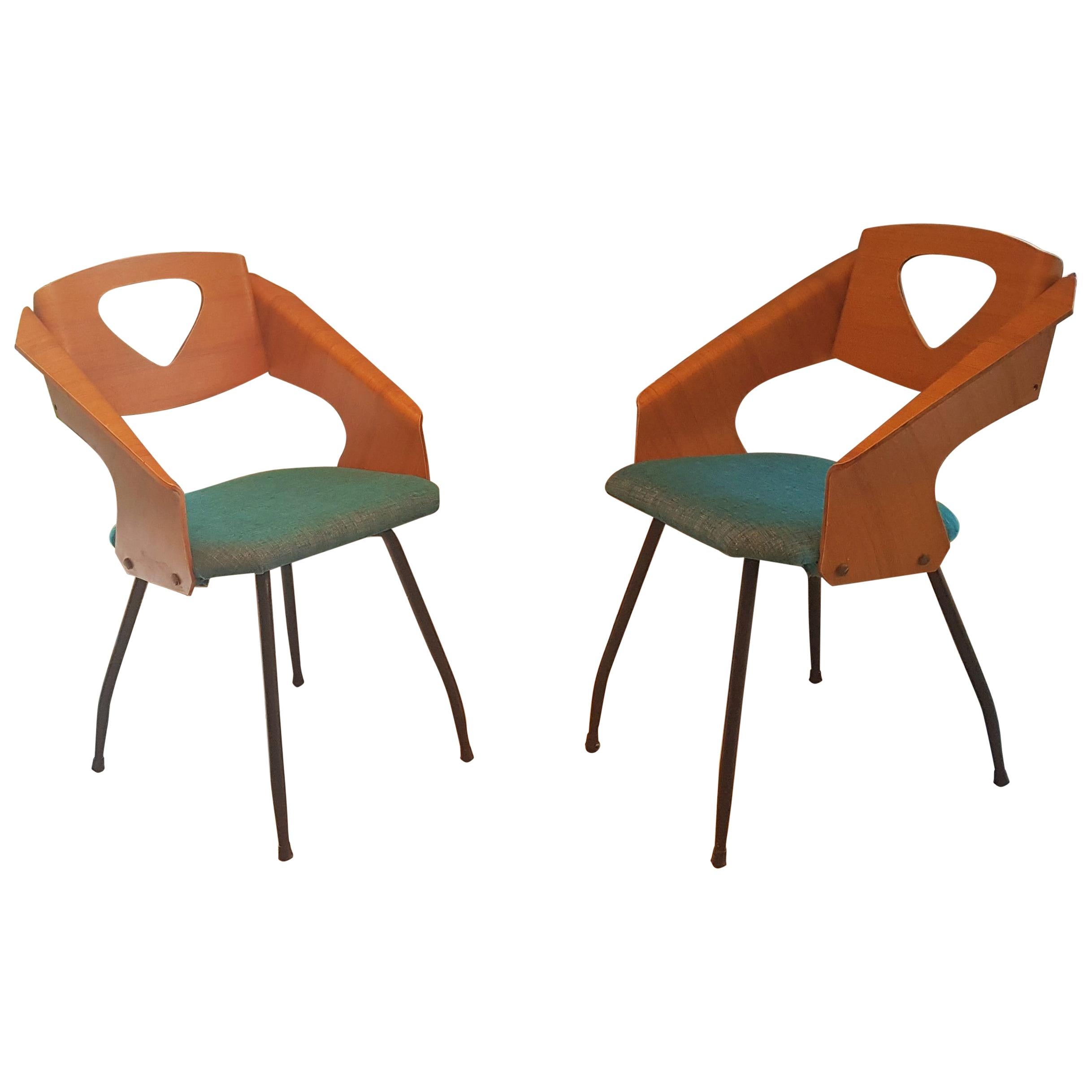 Pair of Midcentury Bentwood Chairs Carlo Ratti for Legni Curvi, Italy, 1950s