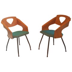 Vintage Pair of Midcentury Bentwood Chairs Carlo Ratti for Legni Curvi, Italy, 1950s