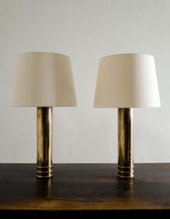 Pair of Mid Century Bergboms "B-10" Table / Bed Lamps in Brass, 1960s