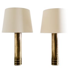 Vintage Pair of Mid Century Bergboms "B-10" Table / Bed Lamps in Brass, 1960s