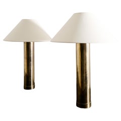 Vintage Pair of Mid Century Bergboms "B-10" Table / Bed Lamps in Brass, 1960s