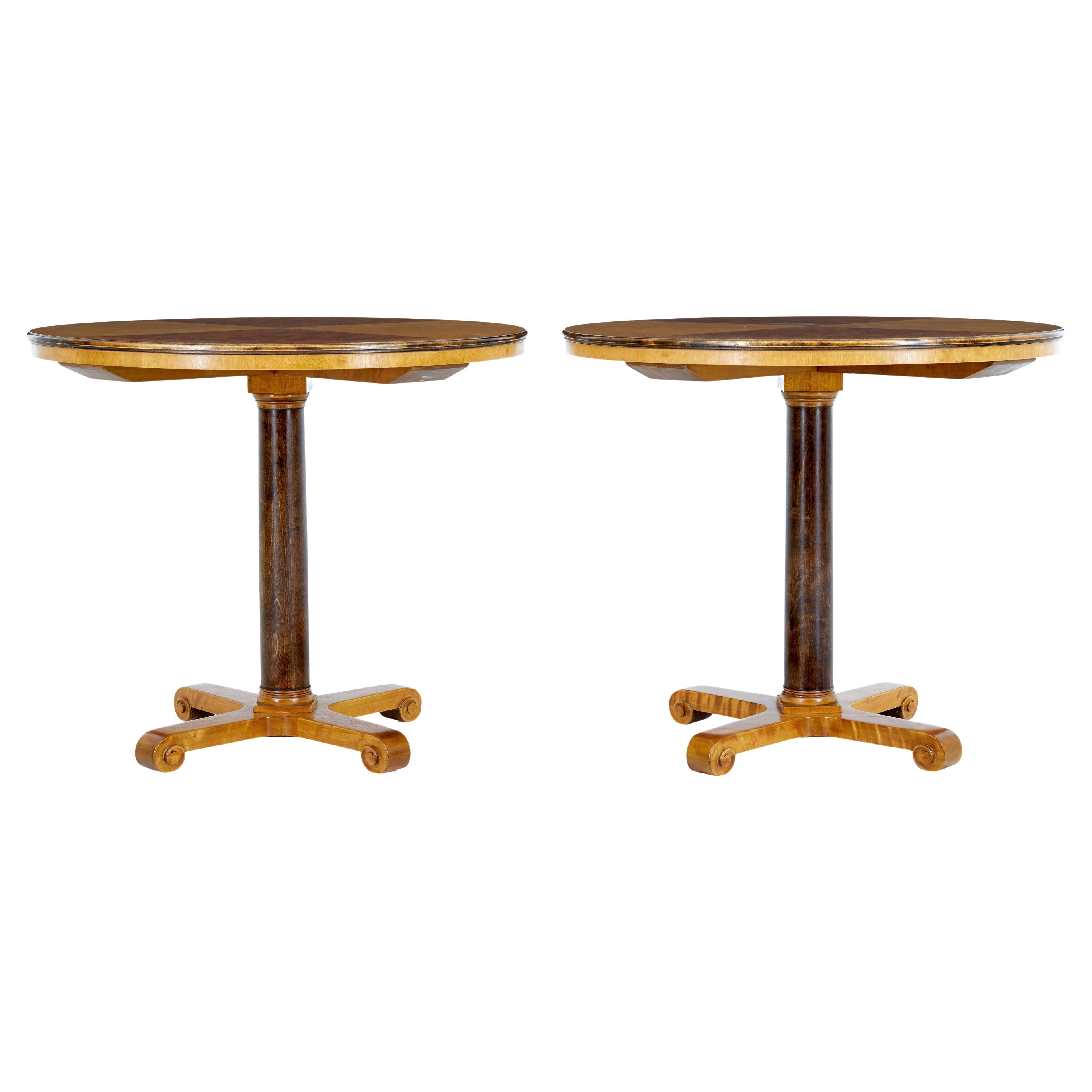 Pair of mid century birch tables by Nordiska Kompaniet For Sale