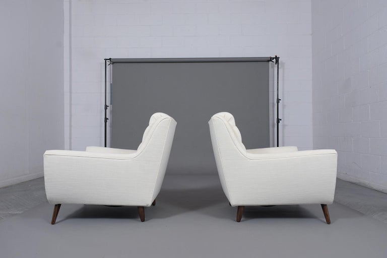 Pair of Mid-Century Modern Tufted Lounge Chairs For Sale 5