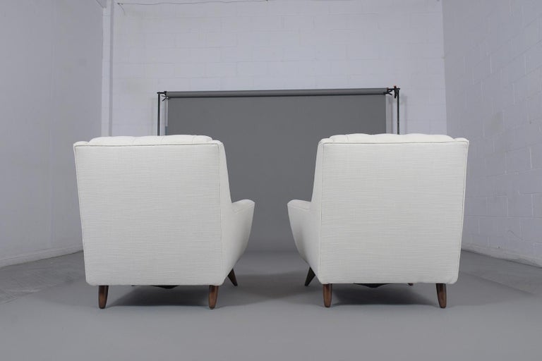 Pair of Mid-Century Modern Tufted Lounge Chairs For Sale 6